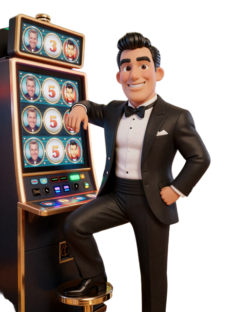 BillionaireSpin Casino Maskot mit Online Spielautomaten Echtgeld Jackpot im Penthouse