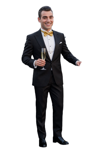 BillionaireSpin Casino Maskot - Milliard&auml;r steigt aus Limousine
